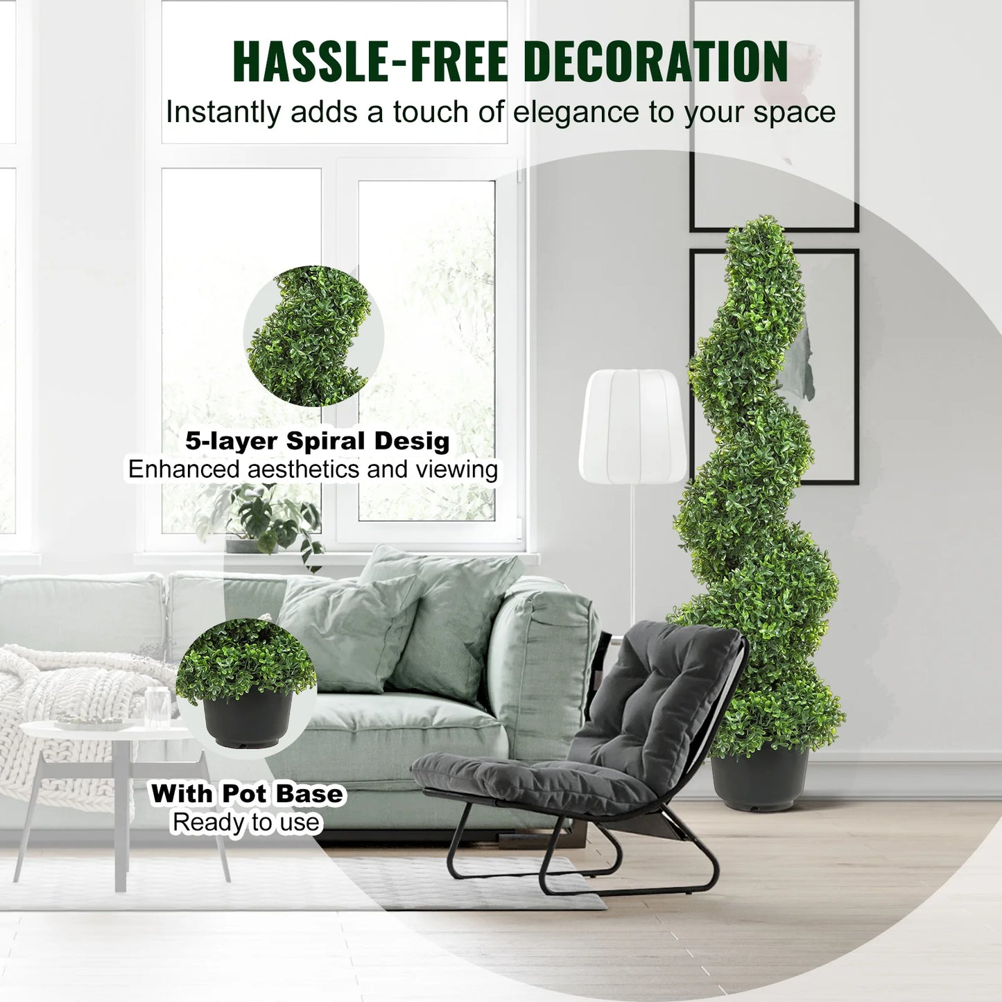 SucceBuy Realistic Boxwood Spiral Topiary Artificial Plant