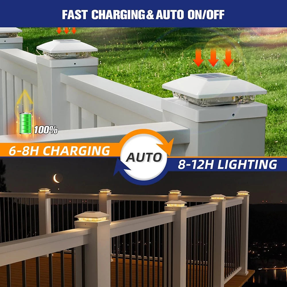 6-Pack Solar Post Cap Light For Wood And Vinyl Posts