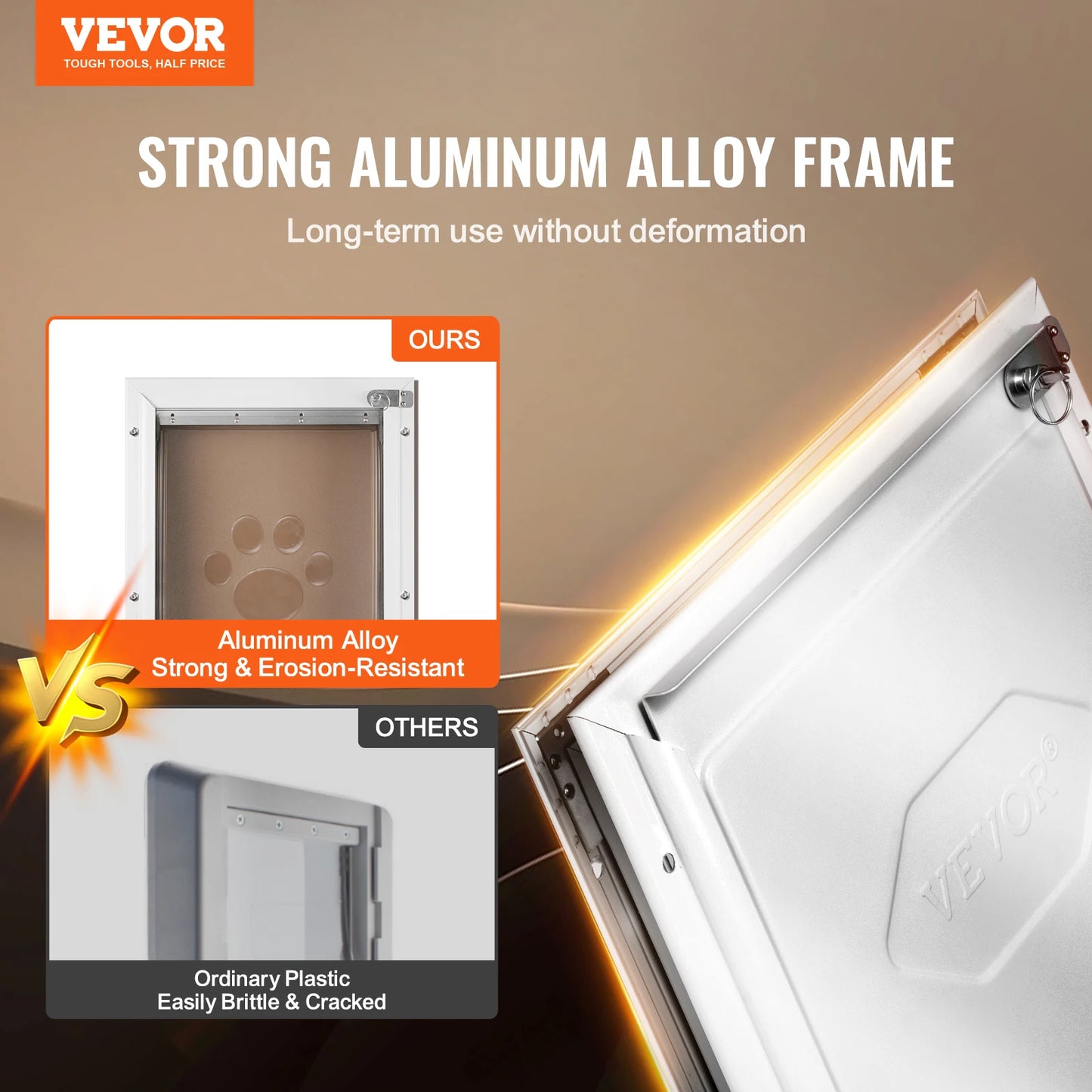 SucceBuy Pet Door Aluminum Frame Lock And Flap