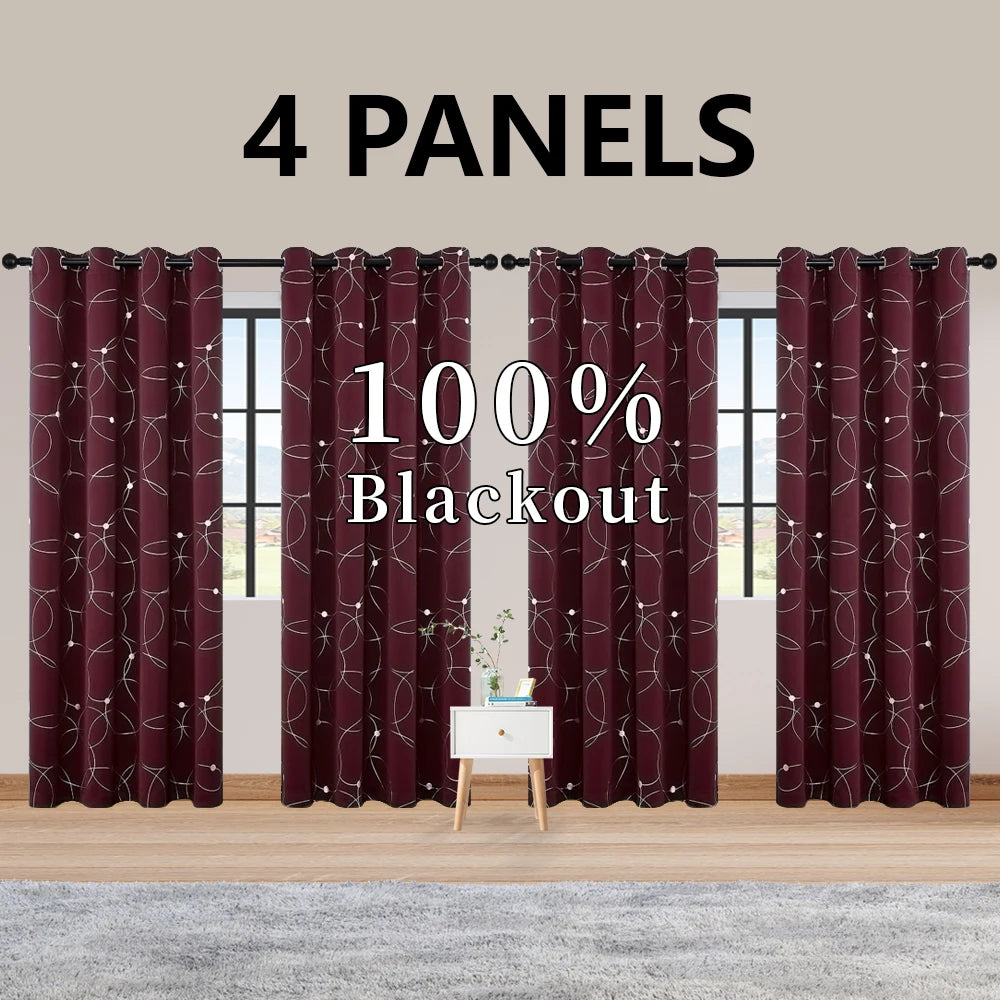 Blackout Curtains Thermal Insulated Room Darkening For Bedroom