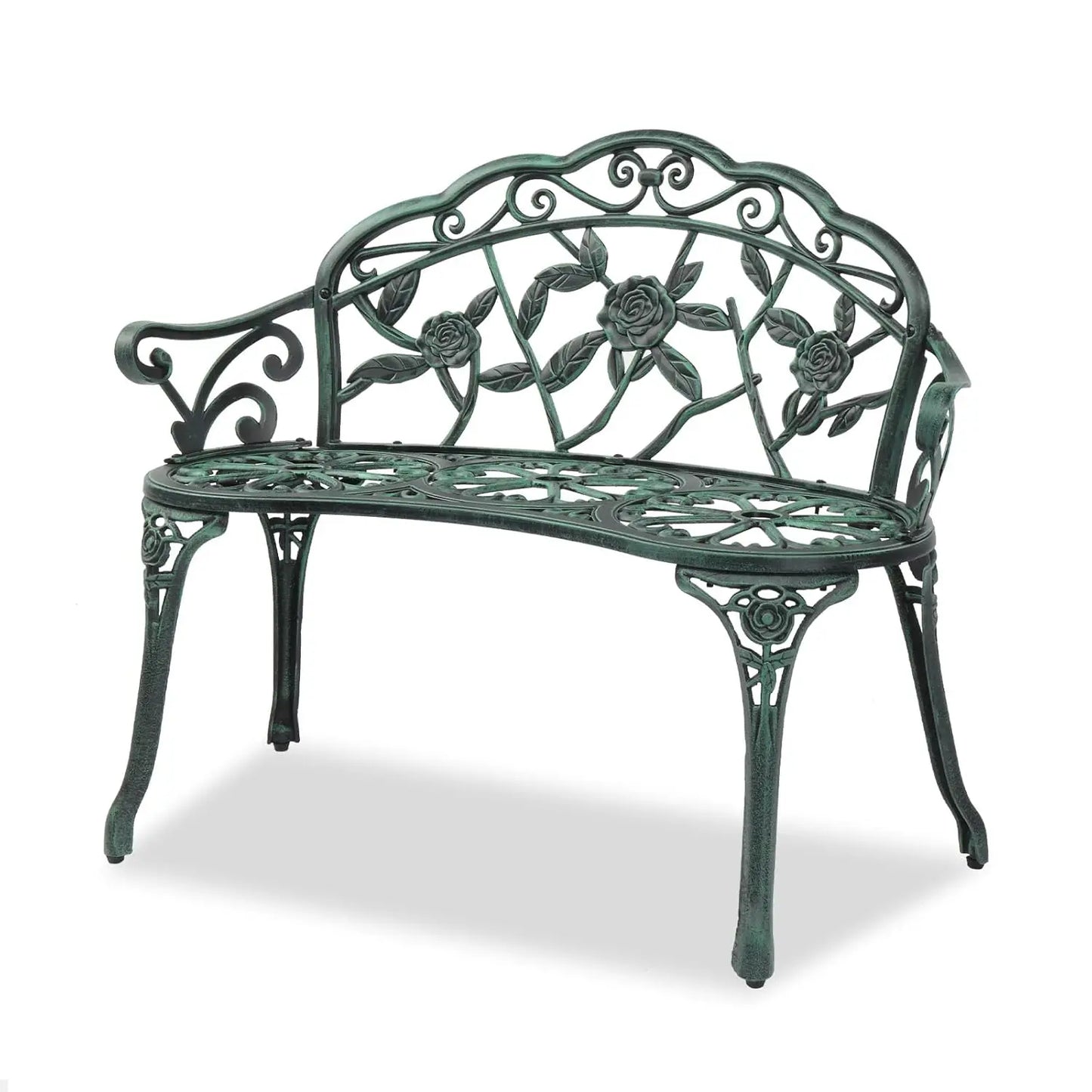 Antique Cast Iron Rose Bench For Patio And Garden Outdoor Two Person