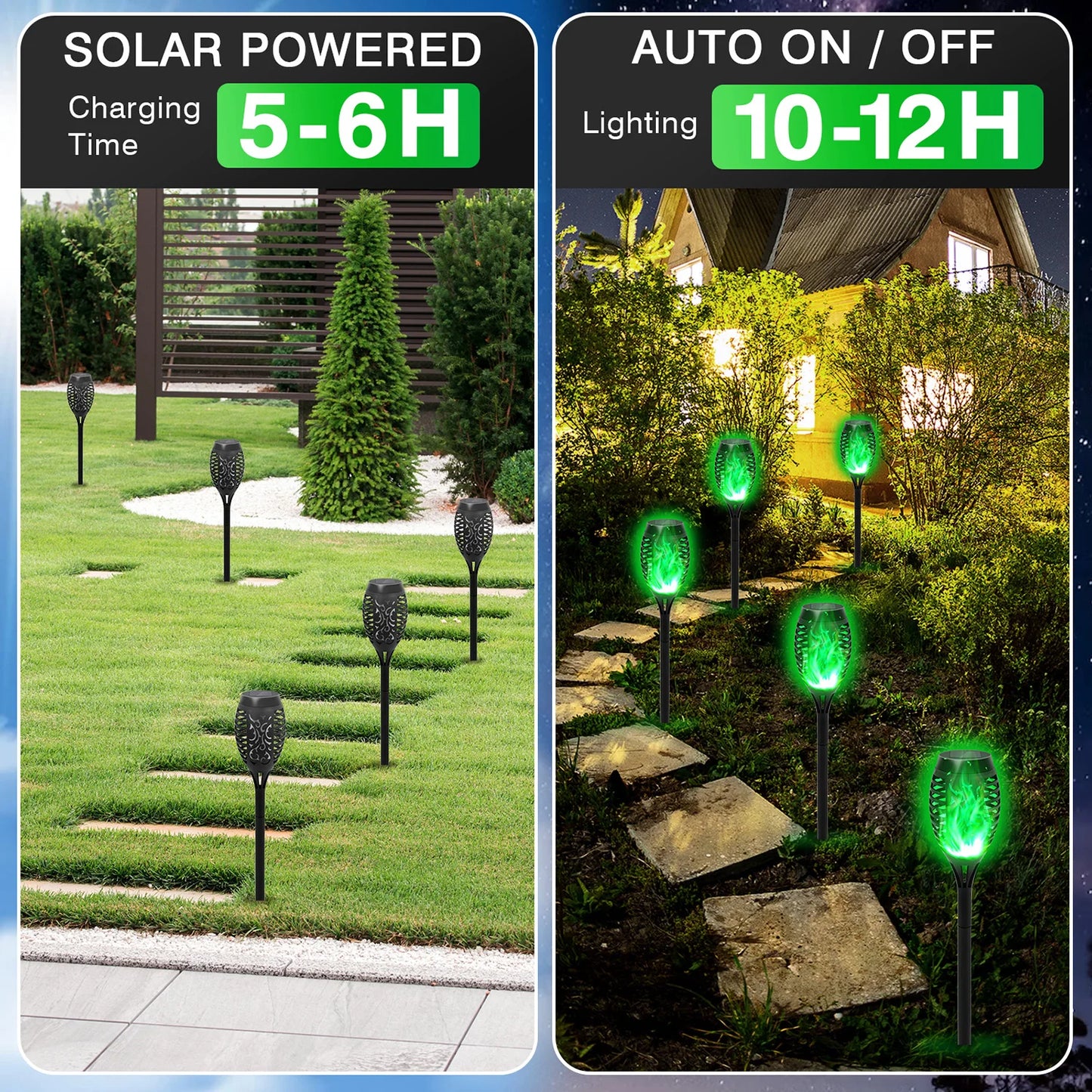 Solar Flame Light Outdoor Flickering Torch Lamp Waterproof Garden
