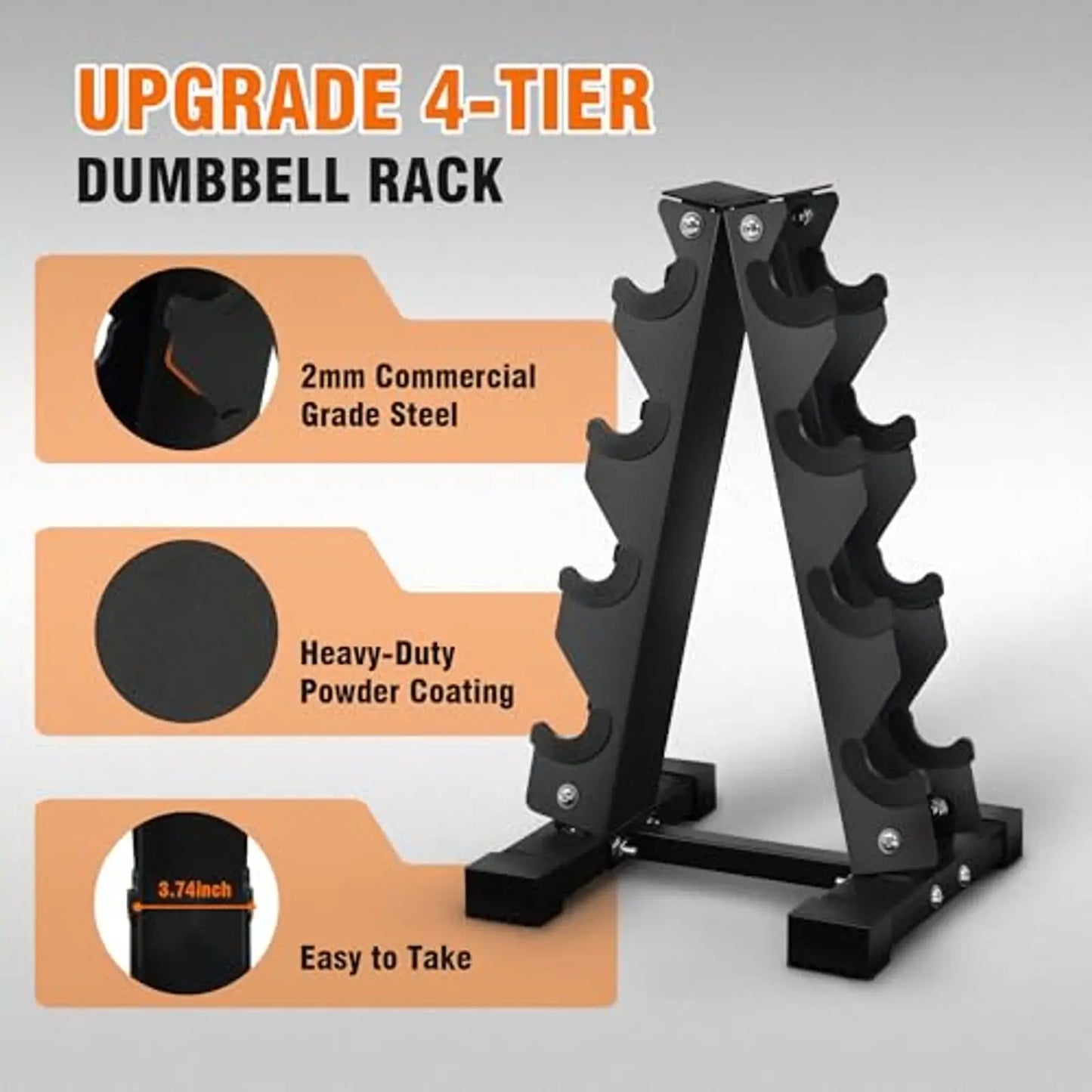 Dumbbell Set With Storage Rack And Rubber Coated Weights