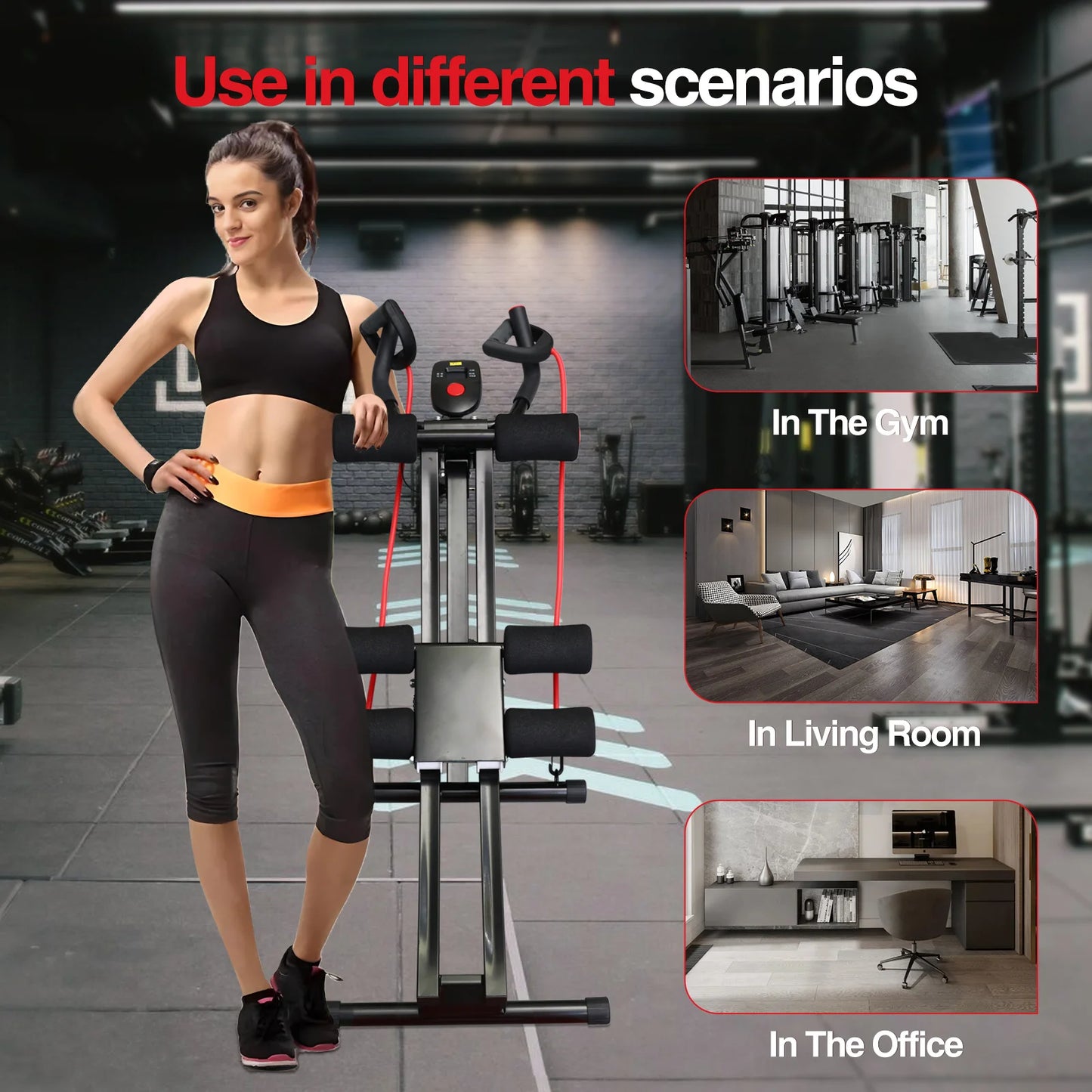 Foldable Abdominal Machine For Home Gym With LCD Display