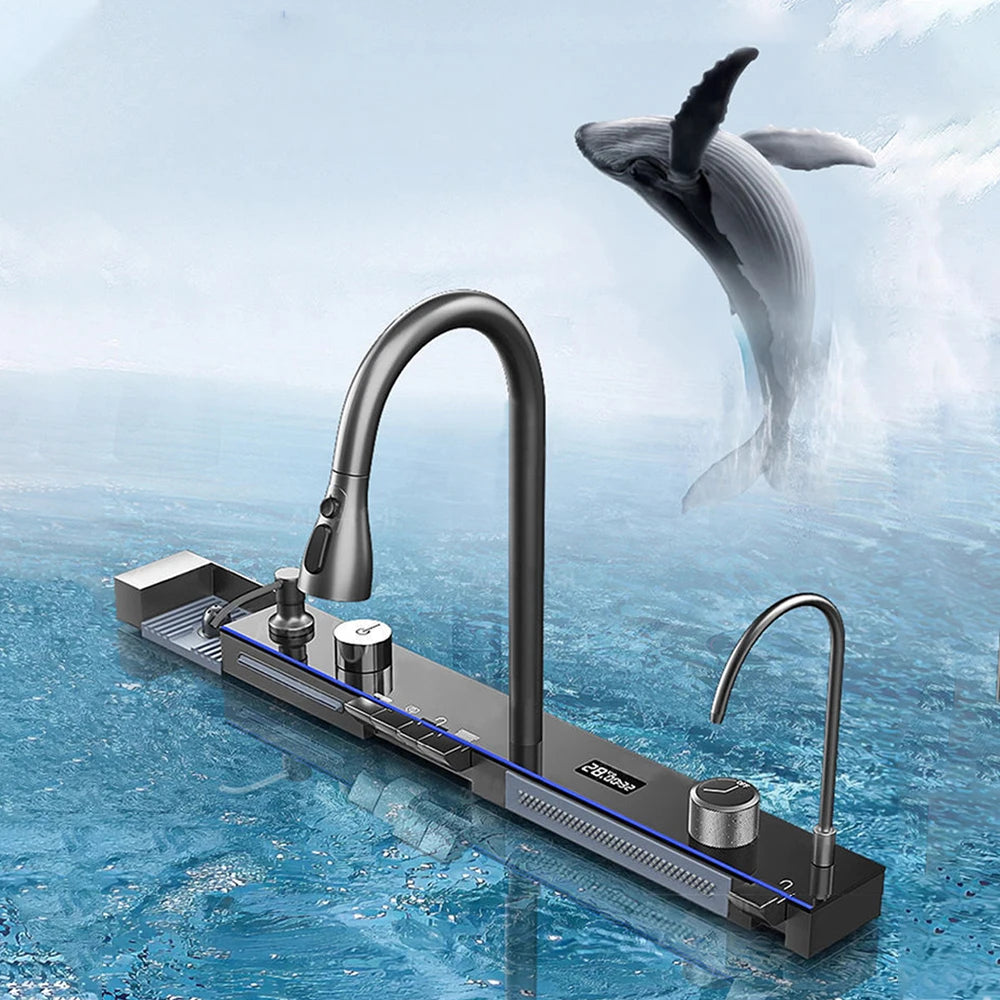 Waterfall Kitchen Sink With Digital Display 304 Stainless Steel