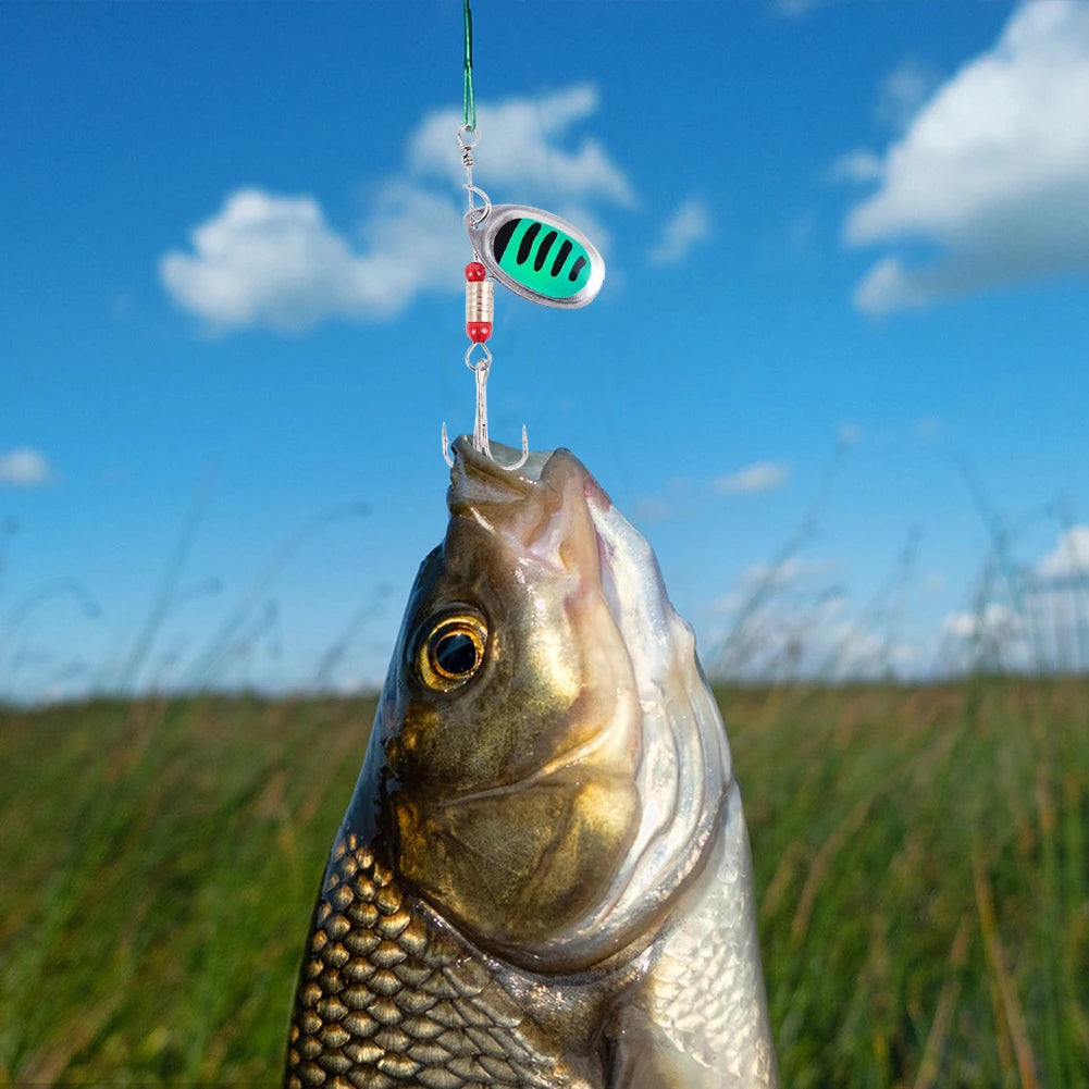 JOCESTYLE 30 Pieces Metal Spoon Spinner Lure With Treble Hooks