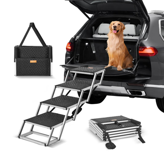 SucceBuy Folding Dog Car Steps Portable Pet Stairs 150 Lb
