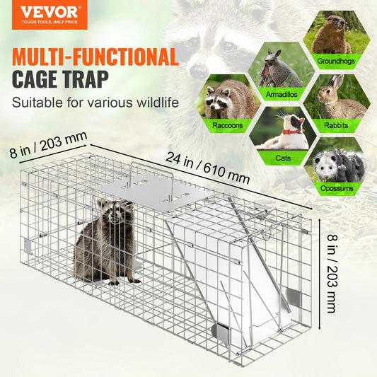 Live Animal Cage Trap Foldable Humane With Handle For Cats