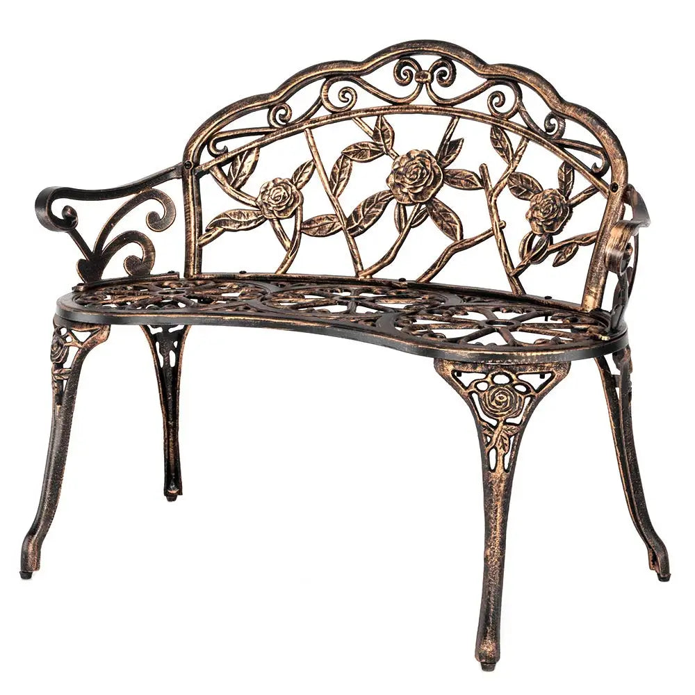Antique Cast Iron Rose Bench For Patio And Garden Outdoor Two Person