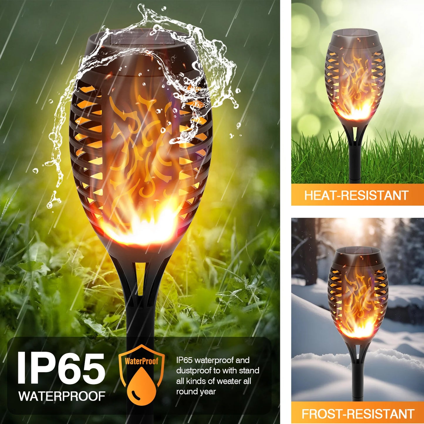 Solar Torch Lights Outdoor LED Flickering Flame Waterproof Garden Path