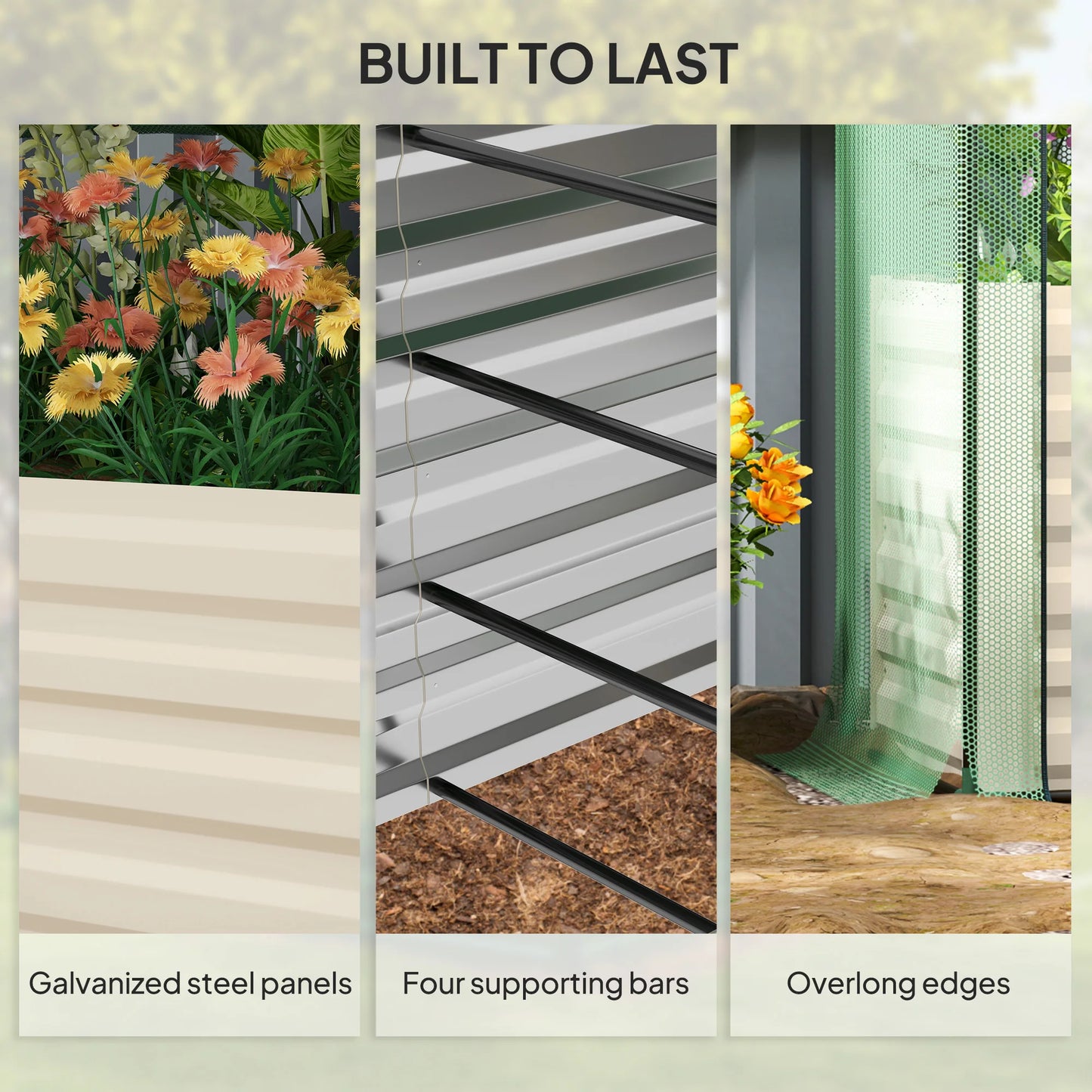 Outsunny Galvanized Raised Garden Bed With Crop Cage And Shade Cloth