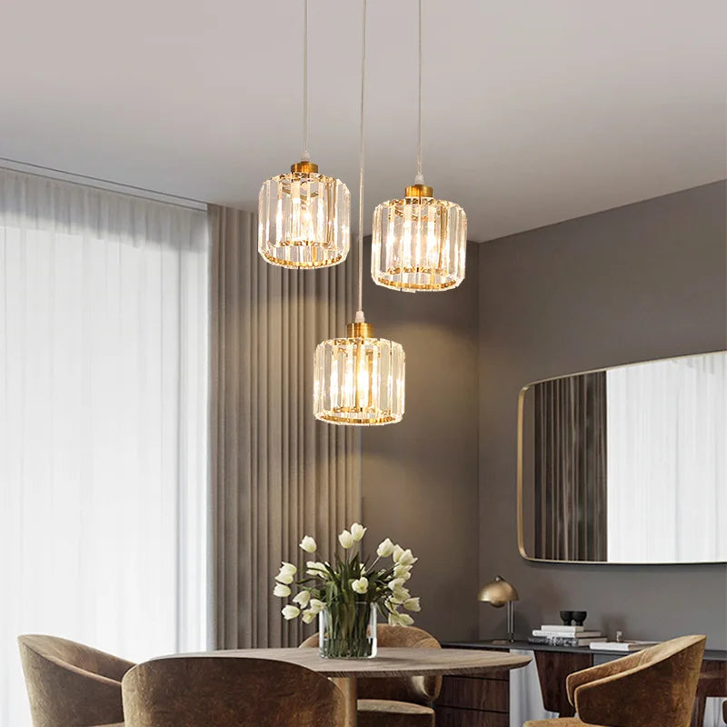 Modern K9 Crystal Ceiling Light By Vetulus Minimalist Pendant Lamp