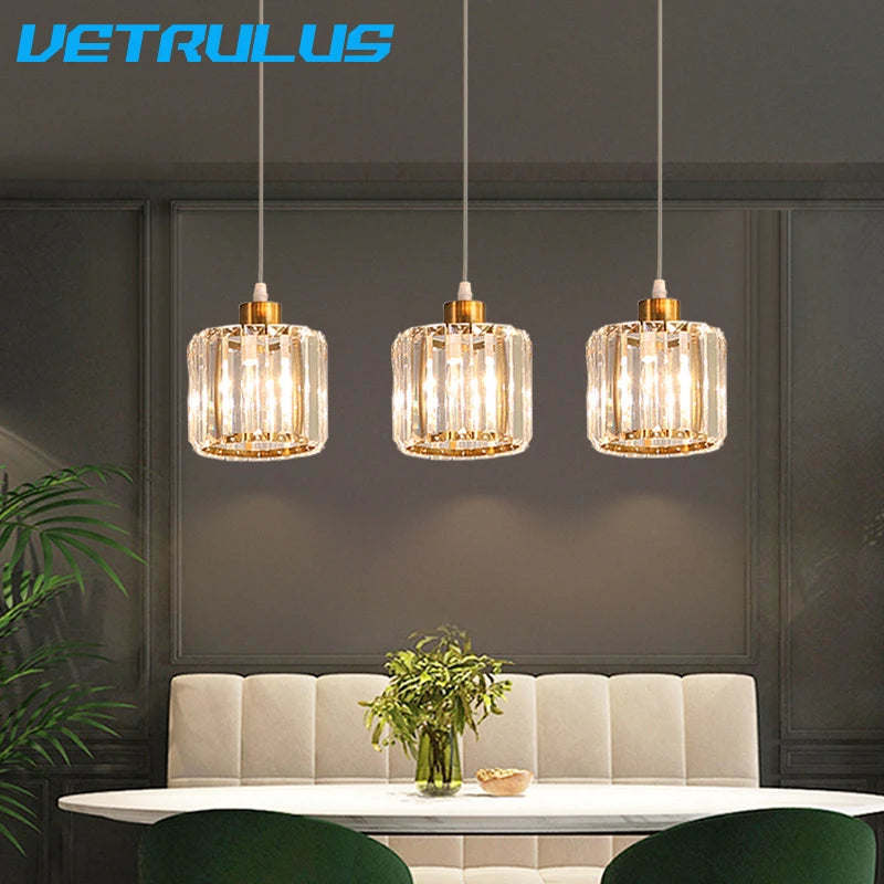Modern K9 Crystal Ceiling Light By Vetulus Minimalist Pendant Lamp