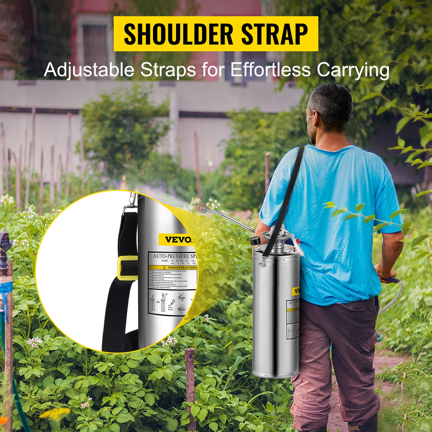 VEVOR Stainless Steel Hand Pump Sprayer for Garden and Cleaning